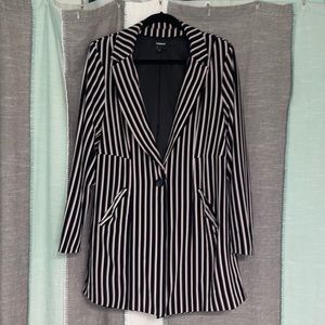 Pinstriped black suit jacket